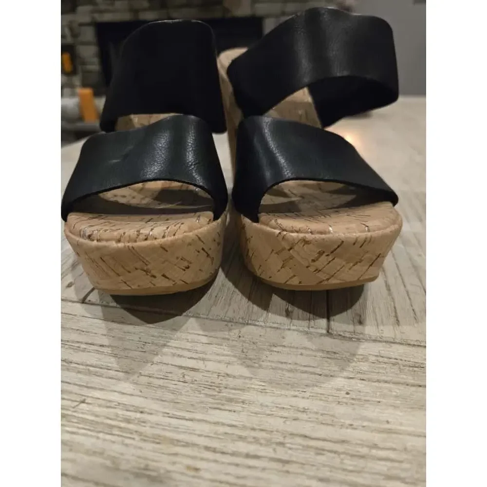 Korks Dezi Women's Platform Sandals Black Tan Size 7M Casual